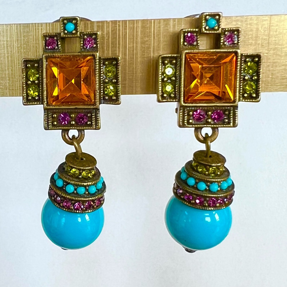 Heidi Daus VERY vintage multicolored clip on earrings